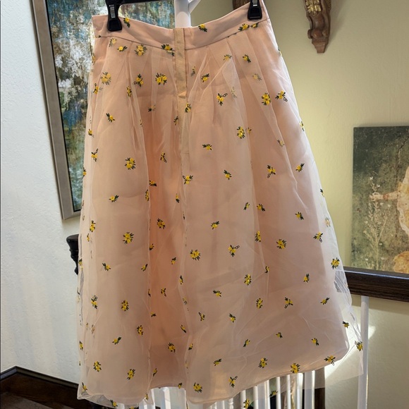 Women's Blush Pink Floral Embroidered A-Line Skirt - Picture 3 of 6